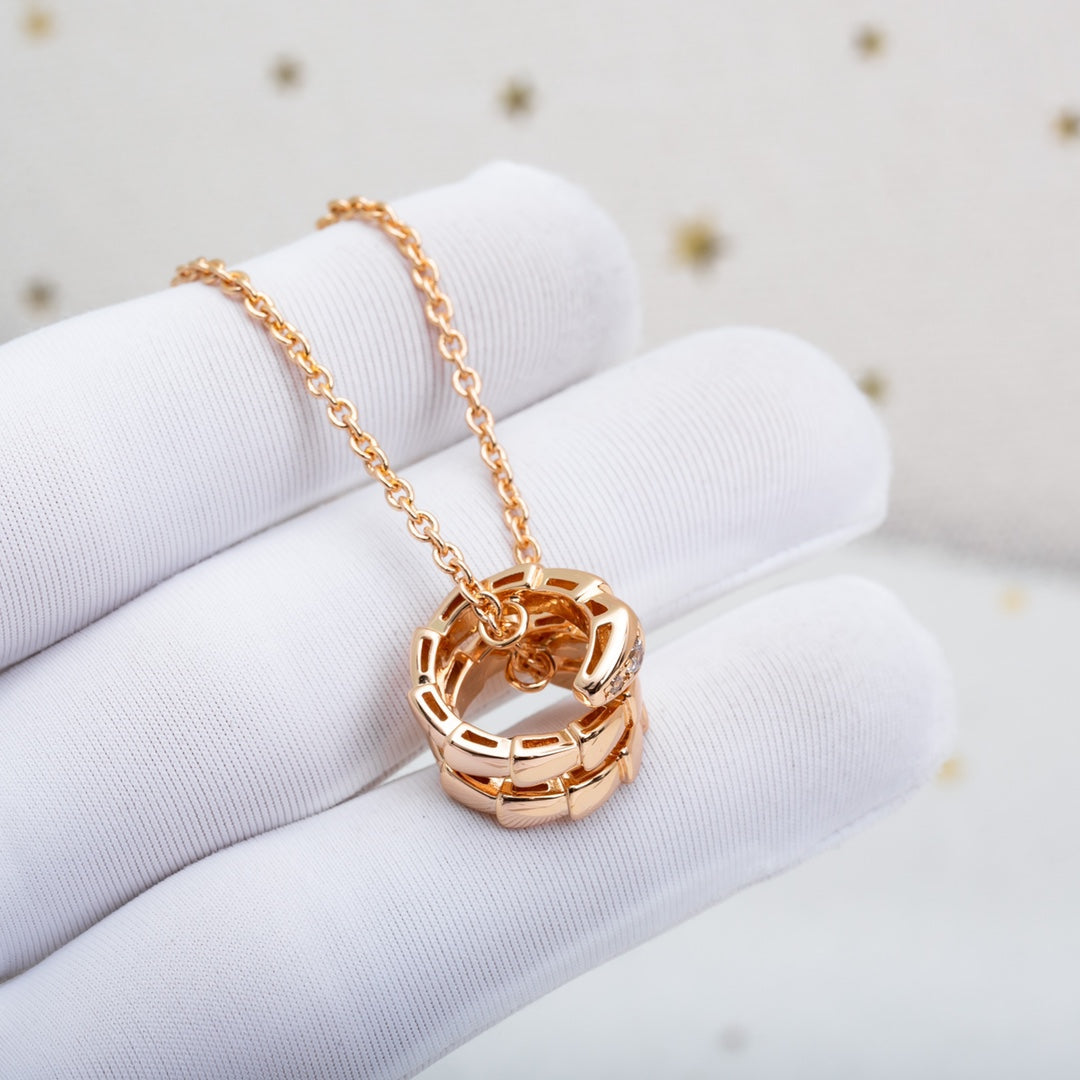 [⭐Aura]SERPENTI PINK GOLD NECKLACE DIAMOND