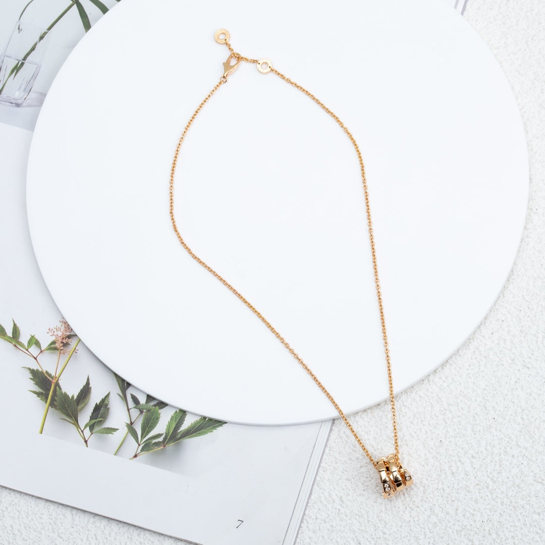 [⭐Aura]SERPENTI PINK GOLD NECKLACE DIAMOND