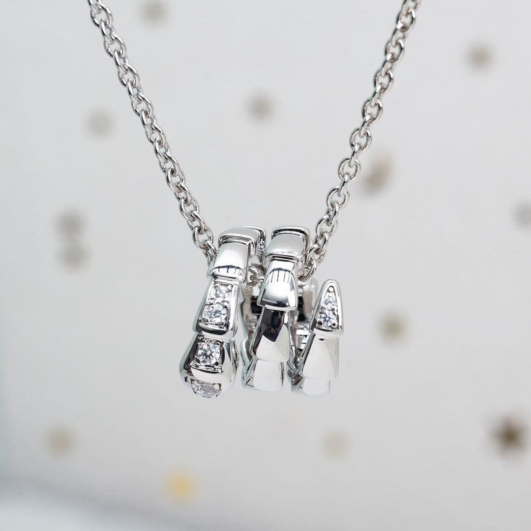 [⭐Aura]SERPENTI SILVER NECKLACE DIAMOND
