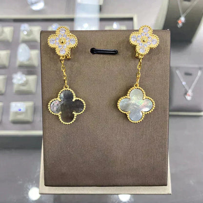 [⭐Aura]CLOVER  2 MOTIFS  DIAMOND  EARRINGS (MULTIPLE CHOICESç´
