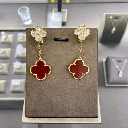 [⭐Aura]CLOVER  2 MOTIFS  DIAMOND  EARRINGS (MULTIPLE CHOICESç´