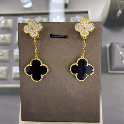 [⭐Aura]CLOVER  2 MOTIFS  DIAMOND  EARRINGS (MULTIPLE CHOICESç´