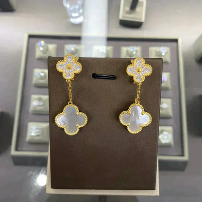 [⭐Aura]CLOVER  2 MOTIFS  DIAMOND  EARRINGS (MULTIPLE CHOICESç´
