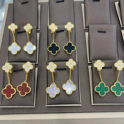 [⭐Aura]CLOVER  2 MOTIFS  DIAMOND  EARRINGS (MULTIPLE CHOICESç´