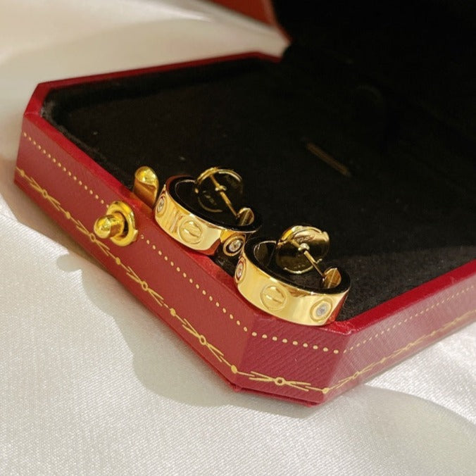 [⭐Aura]LOVE EARRINGS 5.7MM 2 DIAMONDS