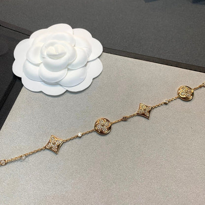 [⭐Aura]STAR AND SUN 4 MOTIFS GOLD DIAMONDS BRACELET