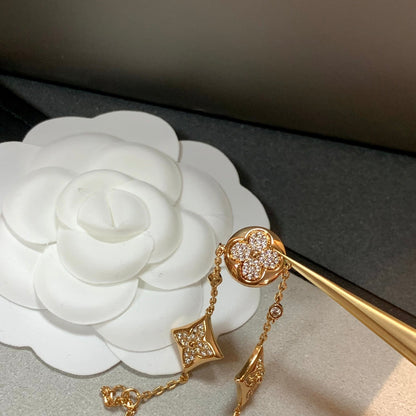 [⭐Aura]STAR AND SUN 4 MOTIFS GOLD DIAMONDS BRACELET