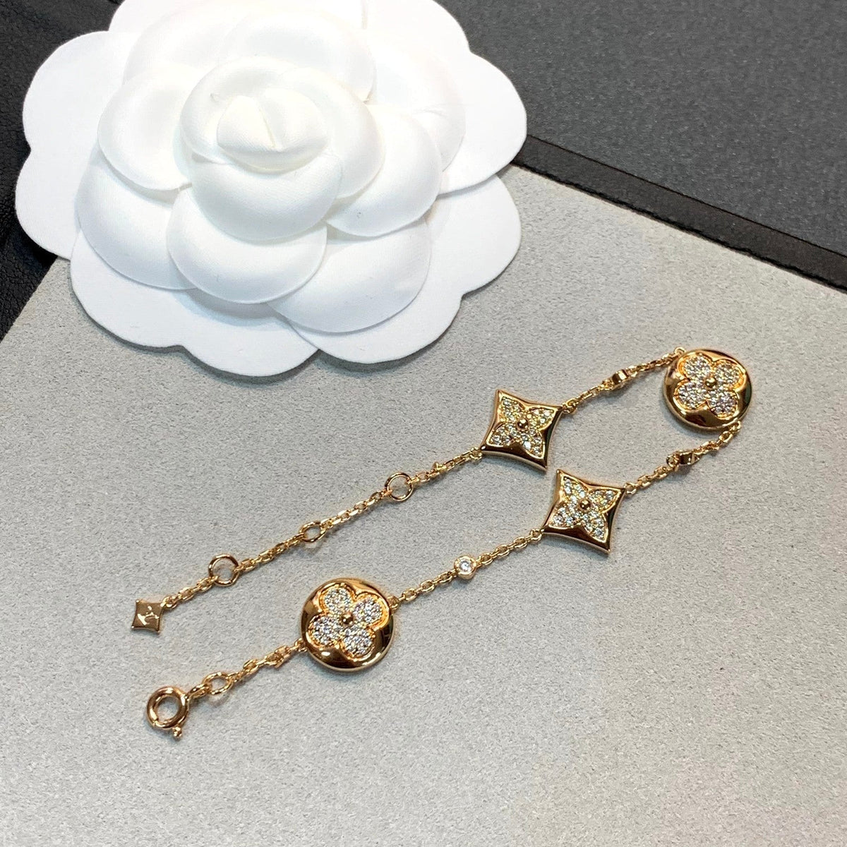 [⭐Aura]STAR AND SUN 4 MOTIFS GOLD DIAMONDS BRACELET
