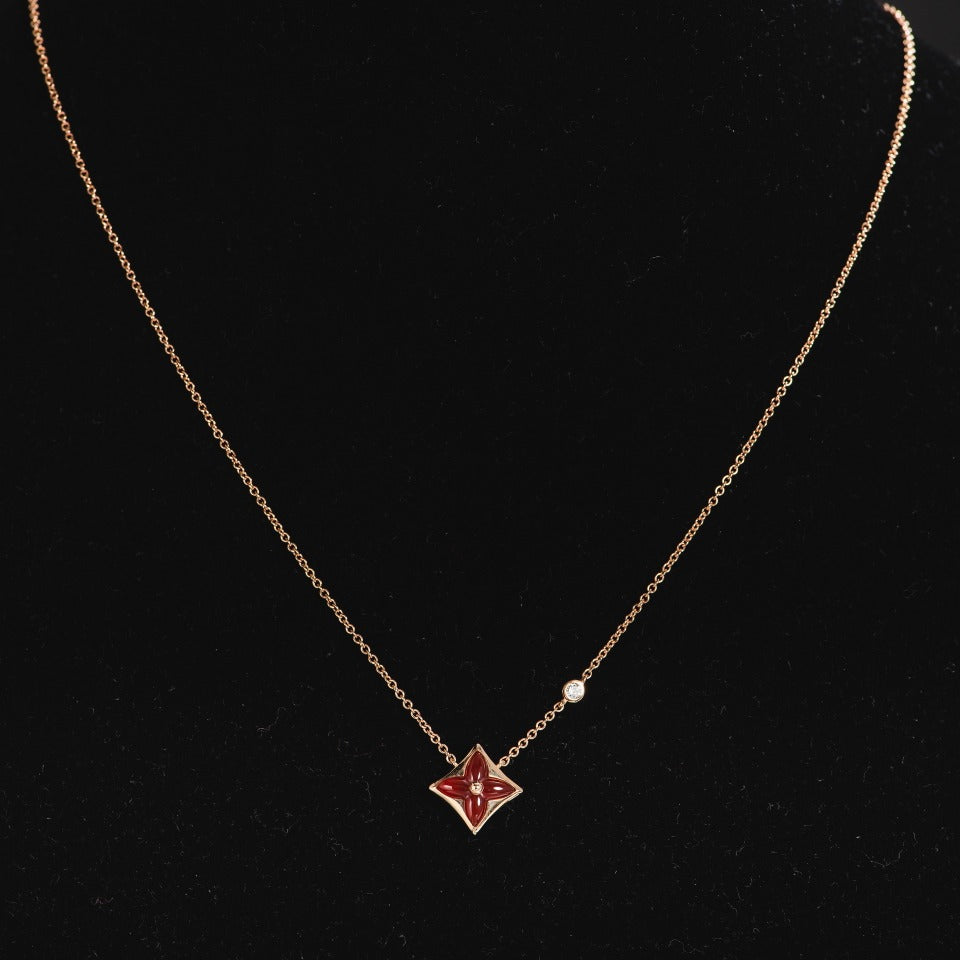 [⭐Aura]STAR NECKLACE PINK GOLD 1 DIAMOND