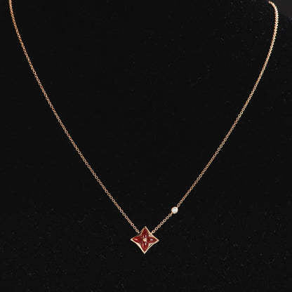 [⭐Aura]STAR NECKLACE PINK GOLD 1 DIAMOND