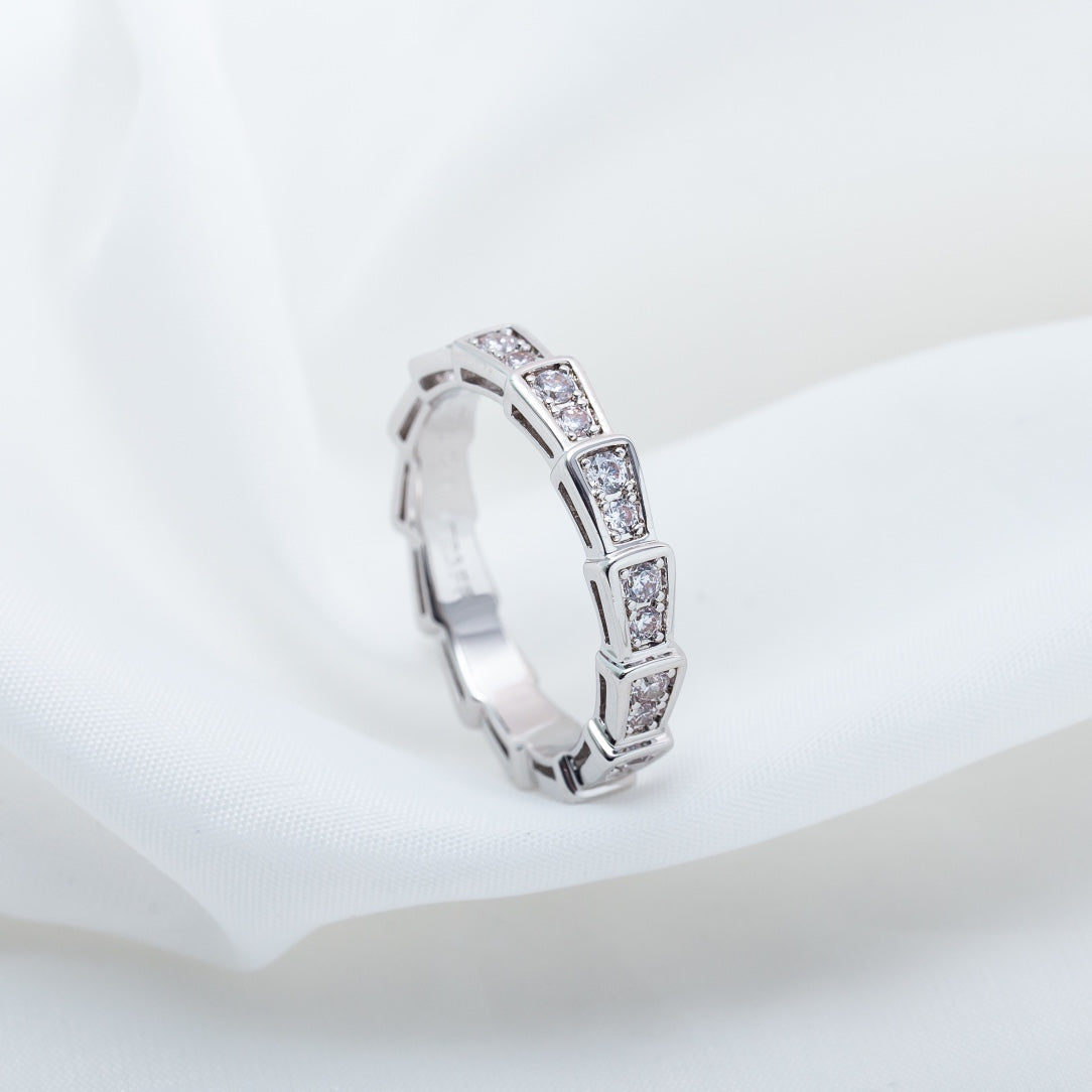 [⭐Aura]SERPENTI RING SILVER DIAMOND PAVED 3MM