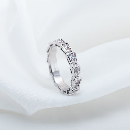 [⭐Aura]SERPENTI RING SILVER DIAMOND PAVED 3MM