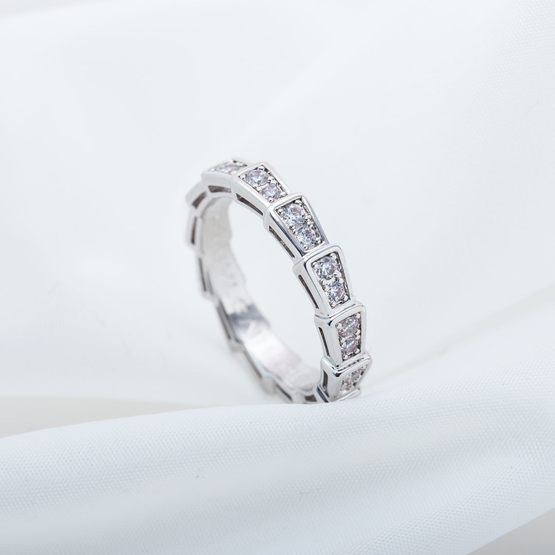 [⭐Aura]SERPENTI RING SILVER DIAMOND PAVED 3MM