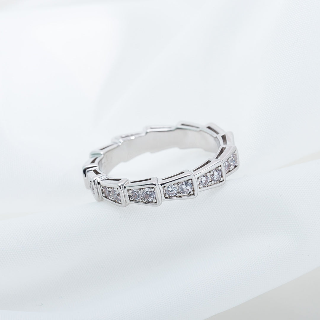 [⭐Aura]SERPENTI RING SILVER DIAMOND PAVED 3MM