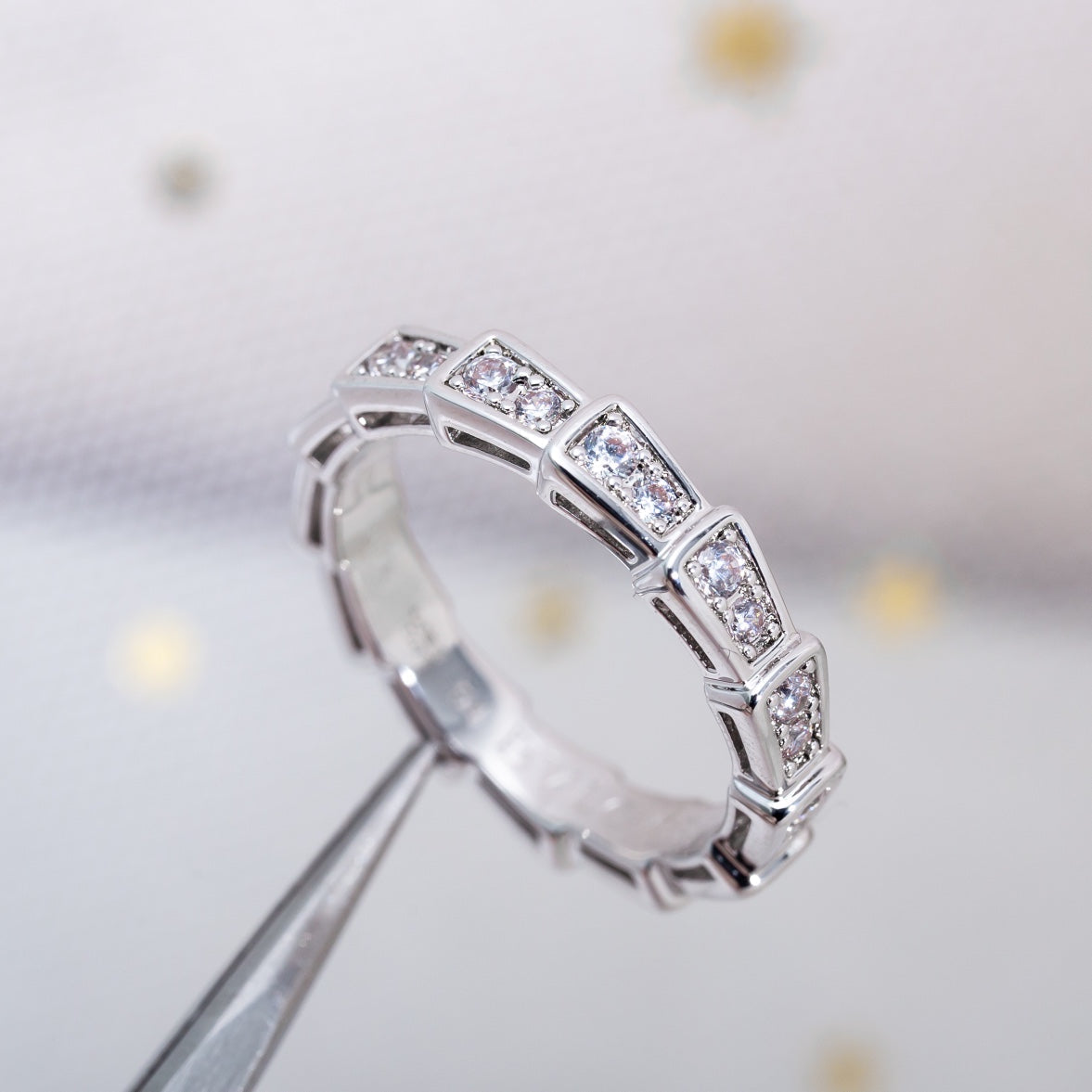 [⭐Aura]SERPENTI RING SILVER DIAMOND PAVED 3MM