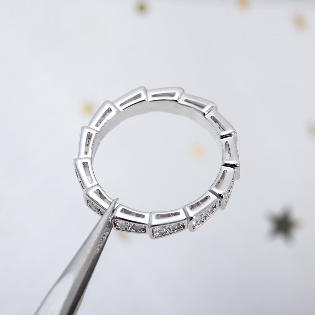 [⭐Aura]SERPENTI RING SILVER DIAMOND PAVED 3MM