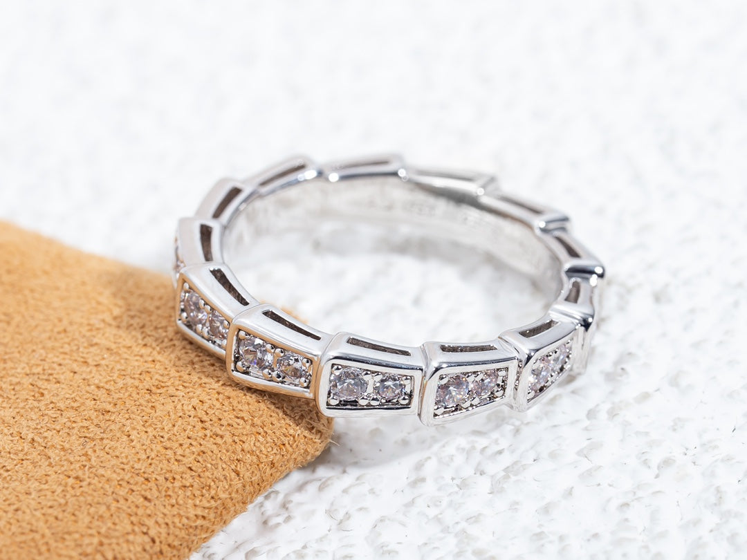 [⭐Aura]SERPENTI RING SILVER DIAMOND PAVED 3MM