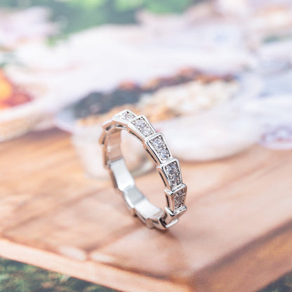 [⭐Aura]SERPENTI RING SILVER DIAMOND PAVED 3MM