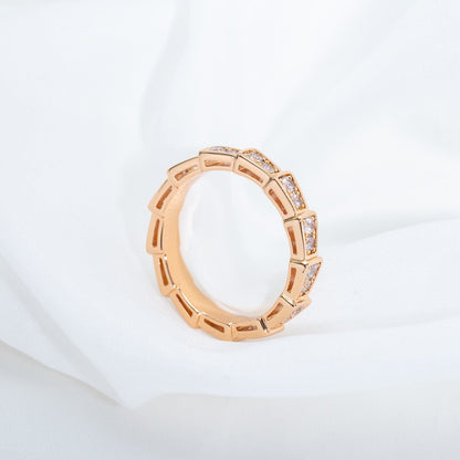 [⭐Aura]SERPENTI RING PINK GOLD DIAMOND PAVED 3MM