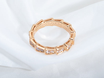 [⭐Aura]SERPENTI RING PINK GOLD DIAMOND PAVED 3MM