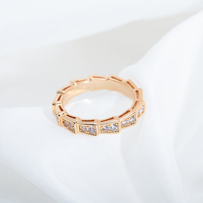 [⭐Aura]SERPENTI RING PINK GOLD DIAMOND PAVED 3MM