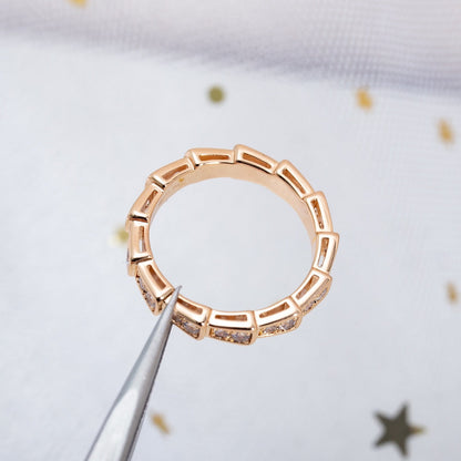 [⭐Aura]SERPENTI RING PINK GOLD DIAMOND PAVED 3MM