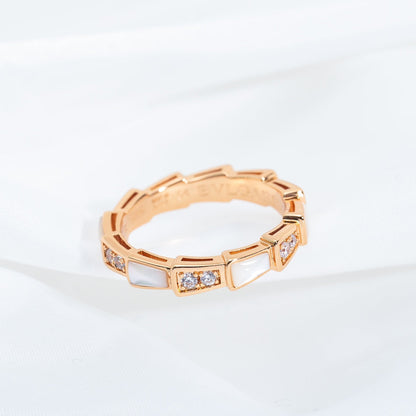 [⭐Aura]SERPENTI RING PINK GOLD DIAMOND MOP 3MM