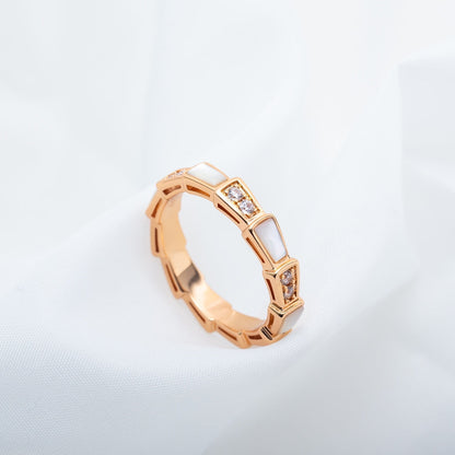 [⭐Aura]SERPENTI RING PINK GOLD DIAMOND MOP 3MM