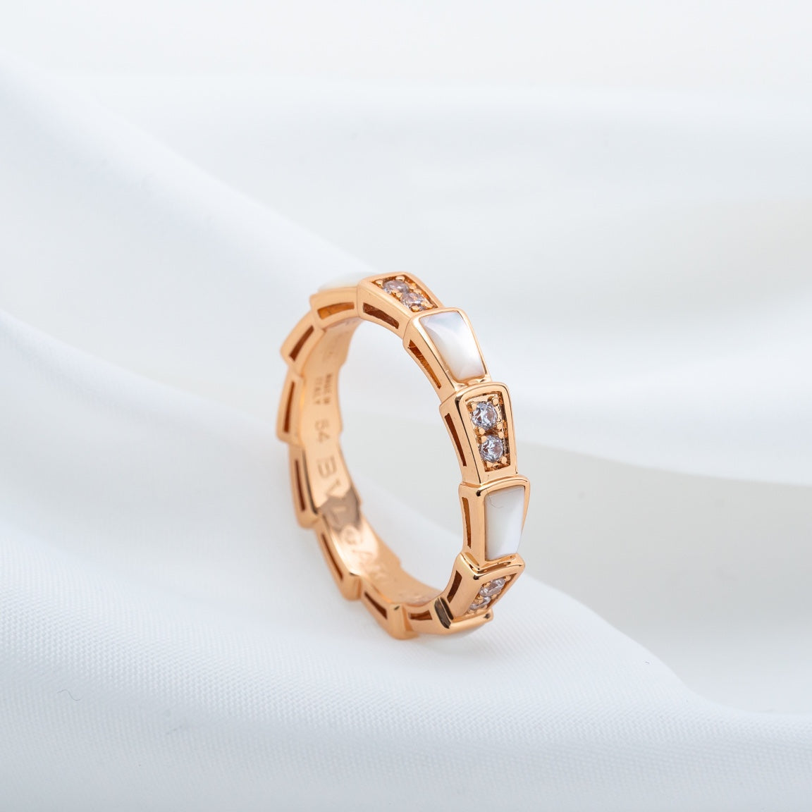 [⭐Aura]SERPENTI RING PINK GOLD DIAMOND MOP 3MM