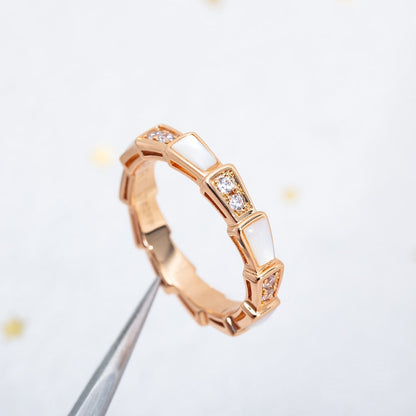 [⭐Aura]SERPENTI RING PINK GOLD DIAMOND MOP 3MM