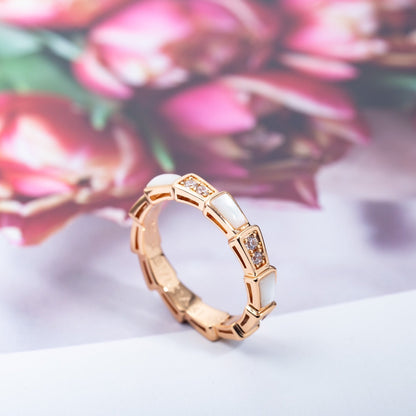 [⭐Aura]SERPENTI RING PINK GOLD DIAMOND MOP 3MM