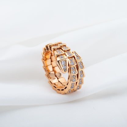 [⭐Aura]SERPENTI RING PINK GOLD DIAMOND DOUBLE ROW