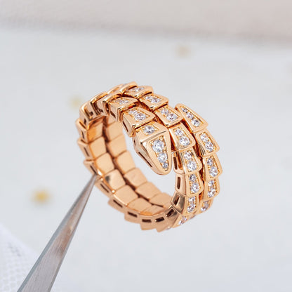 [⭐Aura]SERPENTI RING PINK GOLD DIAMOND DOUBLE ROW