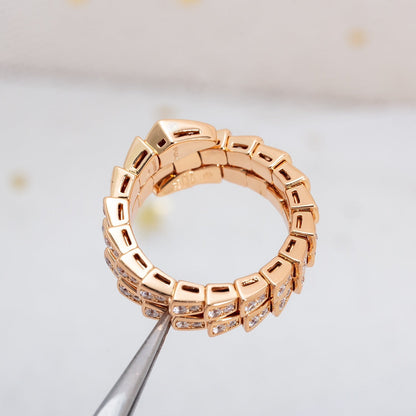 [⭐Aura]SERPENTI RING PINK GOLD DIAMOND DOUBLE ROW