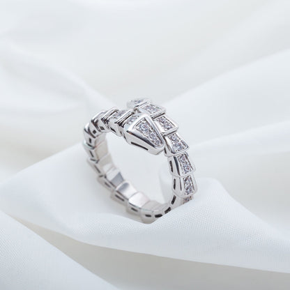 [⭐Aura]SERPENTI RING SILVER DIAMOND PAVED 4MM