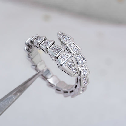[⭐Aura]SERPENTI RING SILVER DIAMOND PAVED 4MM