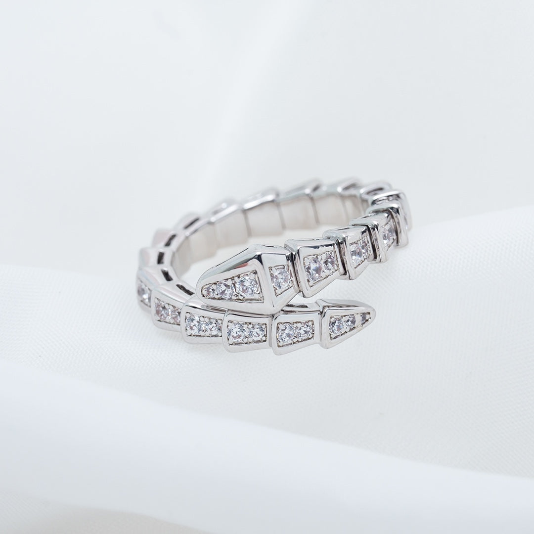 [⭐Aura]SERPENTI RING SILVER DIAMOND PAVED 4MM