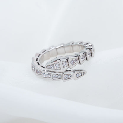 [⭐Aura]SERPENTI RING SILVER DIAMOND PAVED 4MM