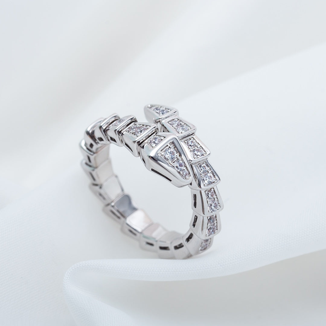[⭐Aura]SERPENTI RING SILVER DIAMOND PAVED 4MM