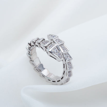 [⭐Aura]SERPENTI RING SILVER DIAMOND PAVED 4MM