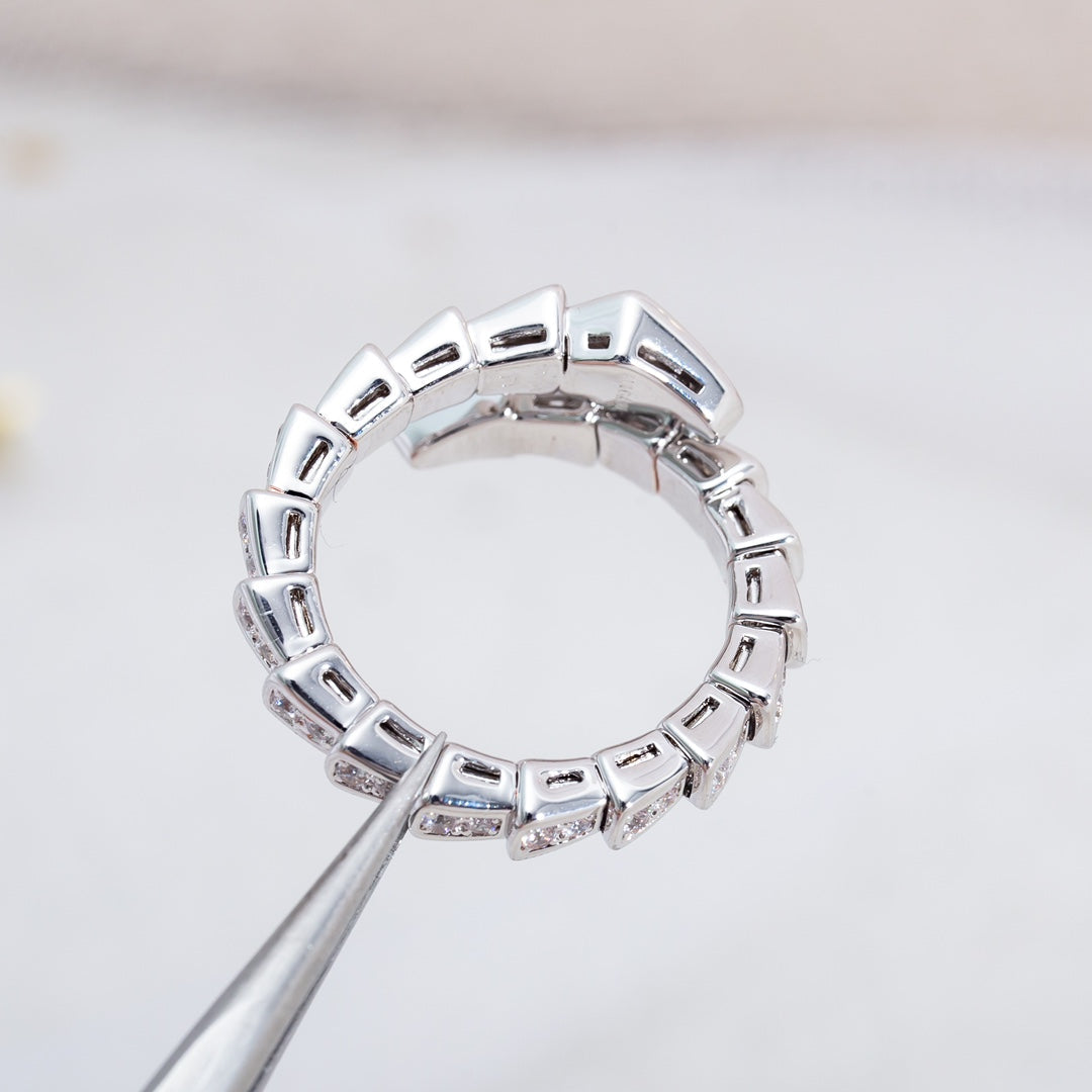 [⭐Aura]SERPENTI RING SILVER DIAMOND PAVED 4MM
