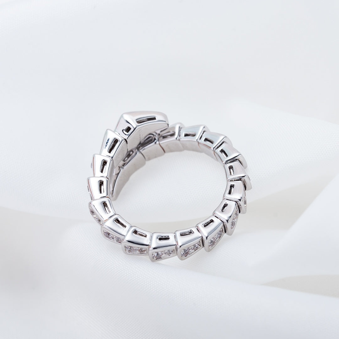 [⭐Aura]SERPENTI RING SILVER DIAMOND PAVED 4MM