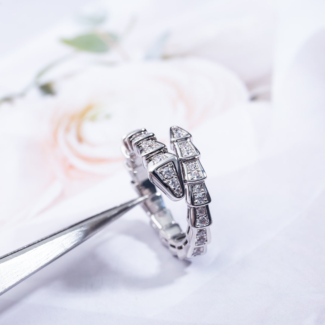 [⭐Aura]SERPENTI RING SILVER DIAMOND PAVED 4MM