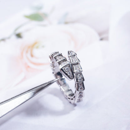 [⭐Aura]SERPENTI RING SILVER DIAMOND PAVED 4MM