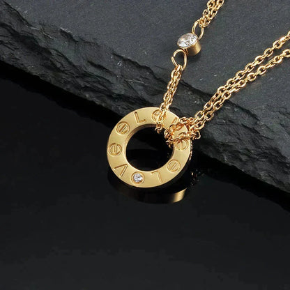 [⭐Aura]LOVE NECKLACE 16MM 2 DIAMONDS