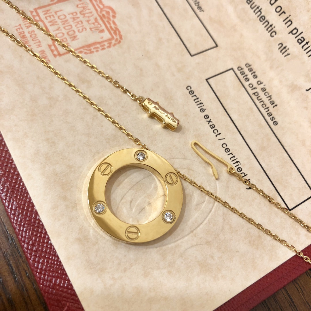 [⭐Aura]LOVE NECKLACE 16MM 3 DIAMONDS