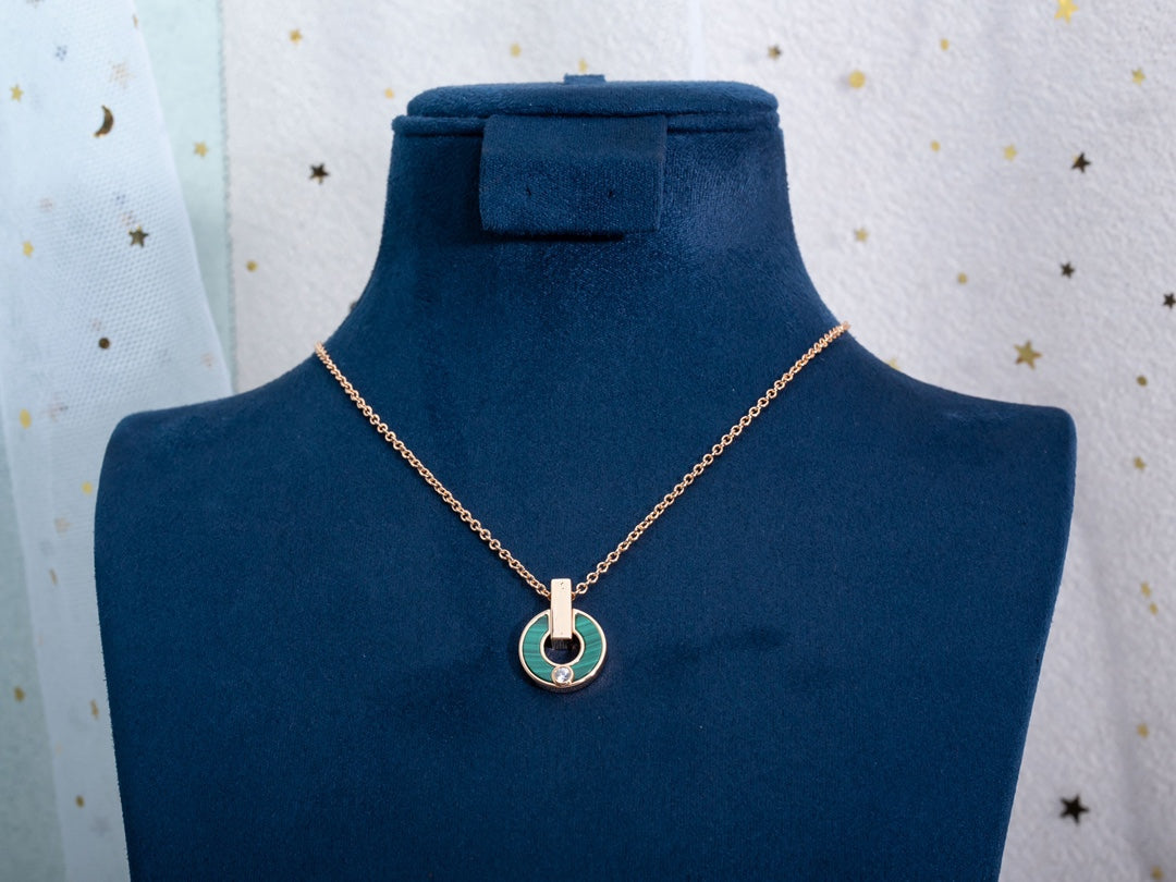 [⭐Aura]GARI NECKLACE PINK GOLD MALACHITE