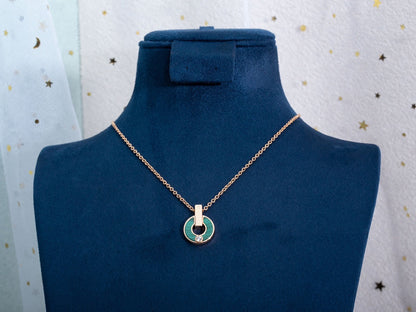 [⭐Aura]GARI NECKLACE PINK GOLD MALACHITE