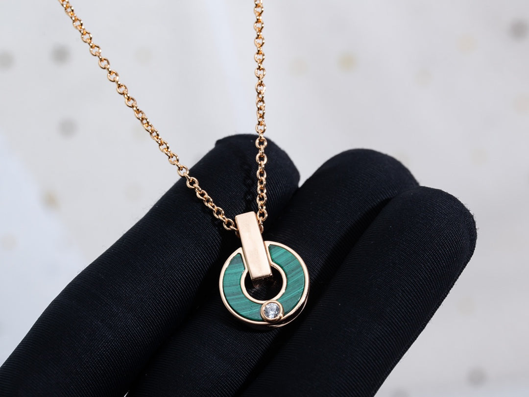 [⭐Aura]GARI NECKLACE PINK GOLD MALACHITE