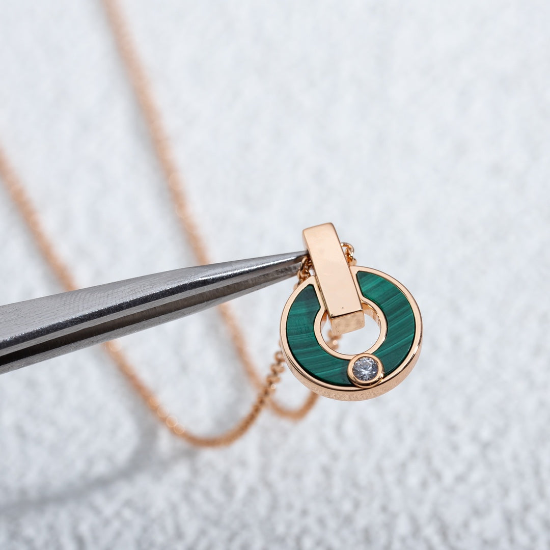 [⭐Aura]GARI NECKLACE PINK GOLD MALACHITE